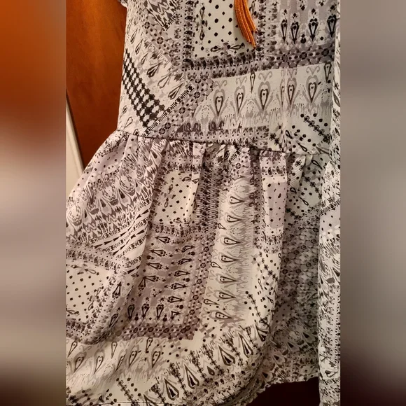 Robert Louis Beautiful lined black&white bandana pattern Tunic/dress szM - Picture 4 of 8